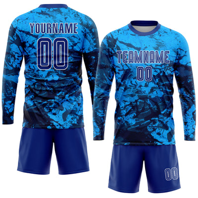 Custom Tie Dye Royal-White Sublimation Soccer Uniform Jersey