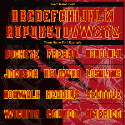 Custom Graffiti Pattern Red-Gold Scratch Sublimation Soccer Uniform Jersey