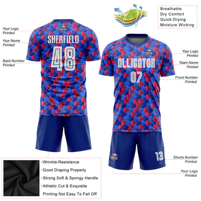 Custom Royal White-Red Home Sublimation Soccer Uniform Jersey