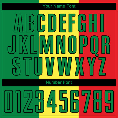 Custom Gold Kelly Green Red-Black Sublimation Senegalese Flag Soccer Uniform Jersey