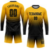 Custom Gold Black Sublimation Long Sleeve Fade Fashion Soccer Uniform Jersey