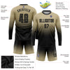 Custom Vegas Gold Black Sublimation Long Sleeve Fade Fashion Soccer Uniform Jersey