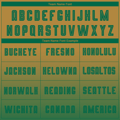 Custom Old Gold Kelly Green Sublimation Long Sleeve Fade Fashion Soccer Uniform Jersey