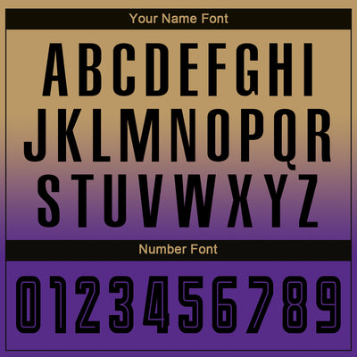 Custom Old Gold Black-Purple Sublimation Long Sleeve Fade Fashion Soccer Uniform Jersey