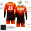 Custom Orange White-Brown Sublimation Long Sleeve Fade Fashion Soccer Uniform Jersey