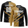 Custom Graffiti Pattern White Black-Old Gold Sublimation Soccer Uniform Jersey
