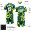 Custom Kelly Green White-Neon Green Sublimation Soccer Uniform Jersey