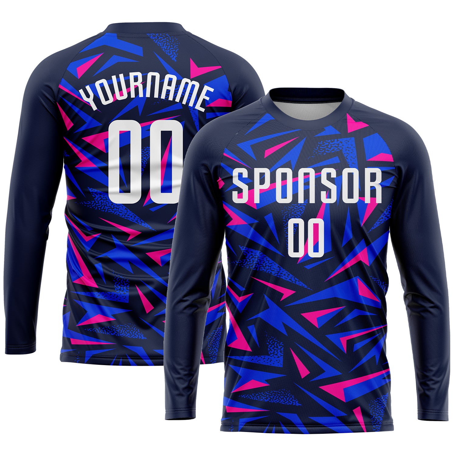 Custom Navy White-Pink Sublimation Soccer Uniform Jersey