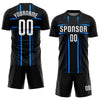 Custom Black White-Light Blue Sublimation Soccer Uniform Jersey