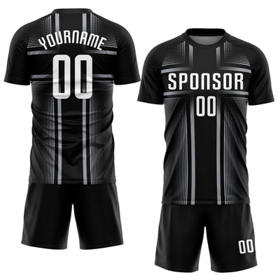 Custom Black White-Gray Sublimation Soccer Uniform Jersey