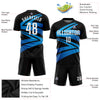 Custom Black White-Light Blue Sublimation Soccer Uniform Jersey