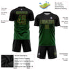 Custom Black Green-Old Gold Sublimation Soccer Uniform Jersey