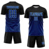 Custom Black US Navy Blue-Light Blue Sublimation Soccer Uniform Jersey