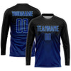 Custom Black US Navy Blue-Light Blue Sublimation Soccer Uniform Jersey
