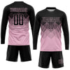 Custom Light Pink Black Sublimation Soccer Uniform Jersey