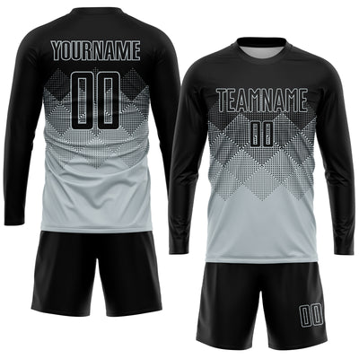 Custom Silver Black Sublimation Soccer Uniform Jersey