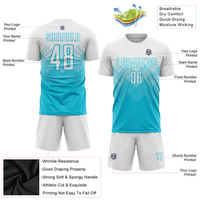Custom Lakes Blue White Sublimation Soccer Uniform Jersey