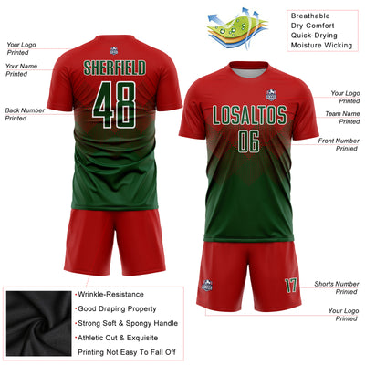Custom Red Green-White Sublimation Soccer Uniform Jersey