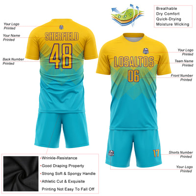 Custom Lakes Blue Gold-Purple Sublimation Soccer Uniform Jersey