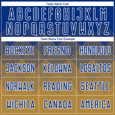 Custom Old Gold Royal-White Sublimation Soccer Uniform Jersey