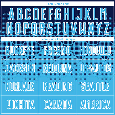 Custom Navy Sky Blue-White Sublimation Soccer Uniform Jersey