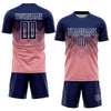 Custom Medium Pink Navy-White Sublimation Soccer Uniform Jersey