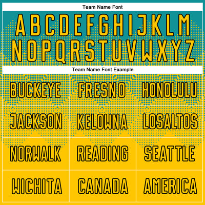 Custom Teal Gold-Black Sublimation Soccer Uniform Jersey