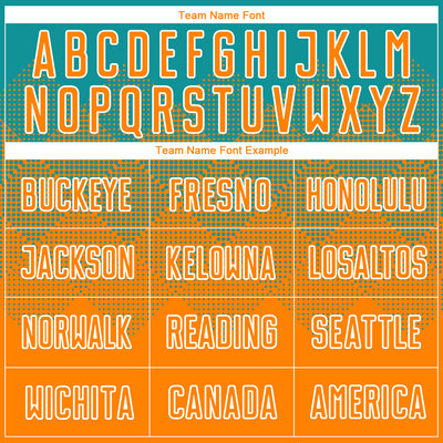 Custom Teal Bay Orange-White Sublimation Soccer Uniform Jersey