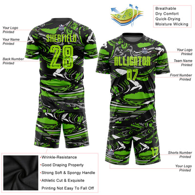 Custom Figure Neon Green-Aurora Green Sublimation Soccer Uniform Jersey