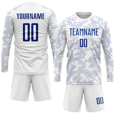Custom White Royal Sublimation Soccer Uniform Jersey