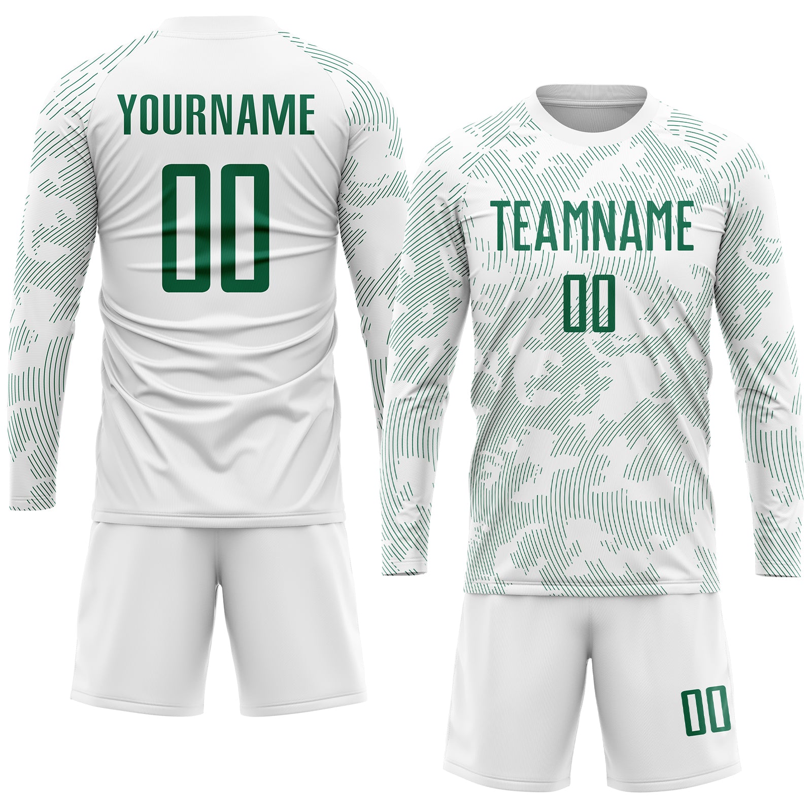 Custom White Kelly Green Sublimation Soccer Uniform Jersey