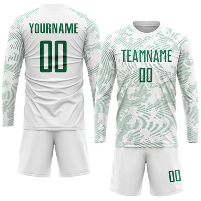 Custom White Kelly Green Sublimation Soccer Uniform Jersey