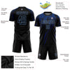 Custom Black Light Blue-Royal Sublimation Soccer Uniform Jersey