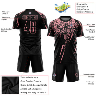 Custom Black Medium Pink Sublimation Soccer Uniform Jersey