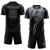 Custom Black Silver Sublimation Soccer Uniform Jersey