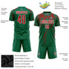 Custom Kelly Green Red-White Sublimation Soccer Uniform Jersey