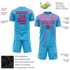 Custom Sky Blue Pink-Black Sublimation Soccer Uniform Jersey