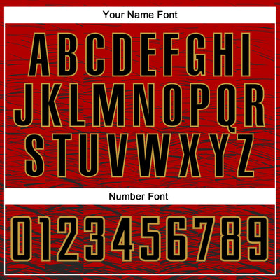 Custom Red Black-Old Gold Sublimation Soccer Uniform Jersey