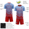 Custom Light Blue Red Sublimation Soccer Uniform Jersey
