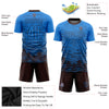 Custom Electric Blue Brown Sublimation Soccer Uniform Jersey