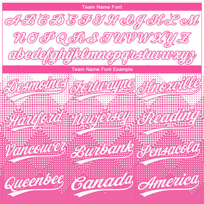 Custom Pink White 3D Pattern Gradient Square Shapes Two-Button Unisex Softball Jersey