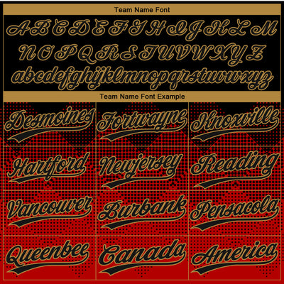 Custom Red Black-Old Gold 3D Pattern Gradient Square Shapes Two-Button Unisex Softball Jersey