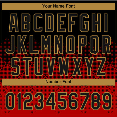 Custom Red Black-Old Gold 3D Pattern Gradient Square Shapes Two-Button Unisex Softball Jersey