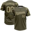 Custom Olive Vegas Gold-Camo 3D Pattern Salute To Service Two-Button Unisex Softball Jersey
