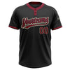 Custom Black Crimson-Cream Two-Button Unisex Softball Jersey