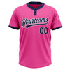 Custom Pink Navy-White Two-Button Unisex Softball Jersey
