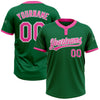Custom Kelly Green Pink-White Two-Button Unisex Softball Jersey