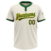 Custom Cream Green-Gold Two-Button Unisex Softball Jersey