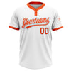 Custom White Orange-Gray Two-Button Unisex Softball Jersey
