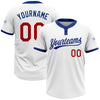 Custom White Red-Royal Two-Button Unisex Softball Jersey